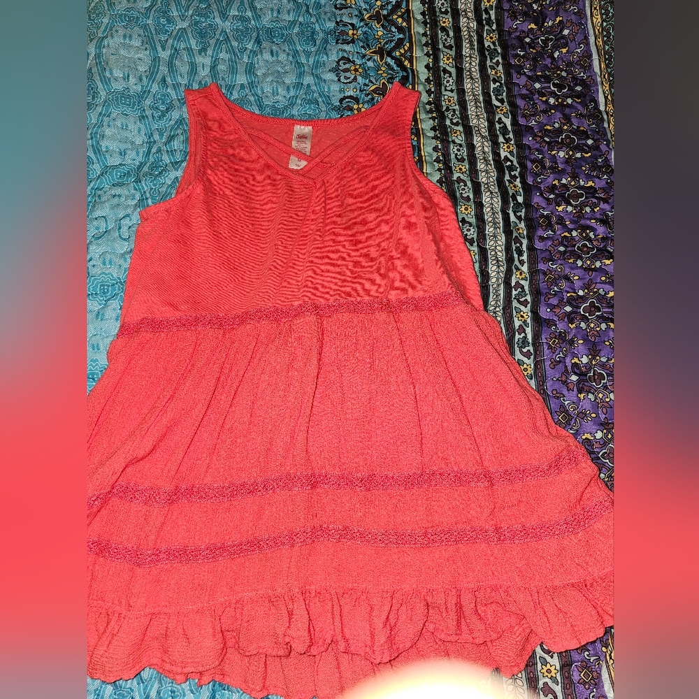 Justice Coral Ruffle Tank Top